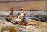 Winslow Homer Famous Paintings - Children on the Beach